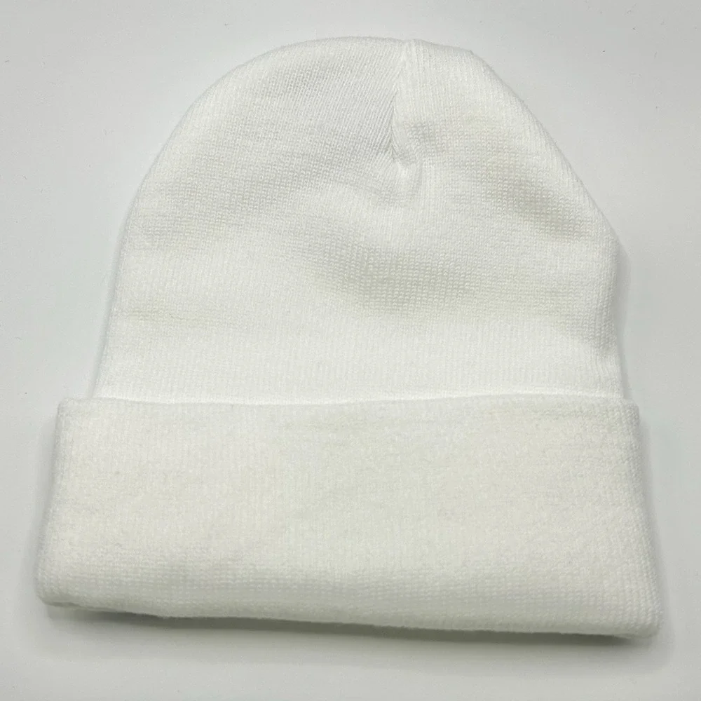 Highland Cow Cattle Cartoon Animal Beanie Hat Cap Knit Cuff White Outdoors